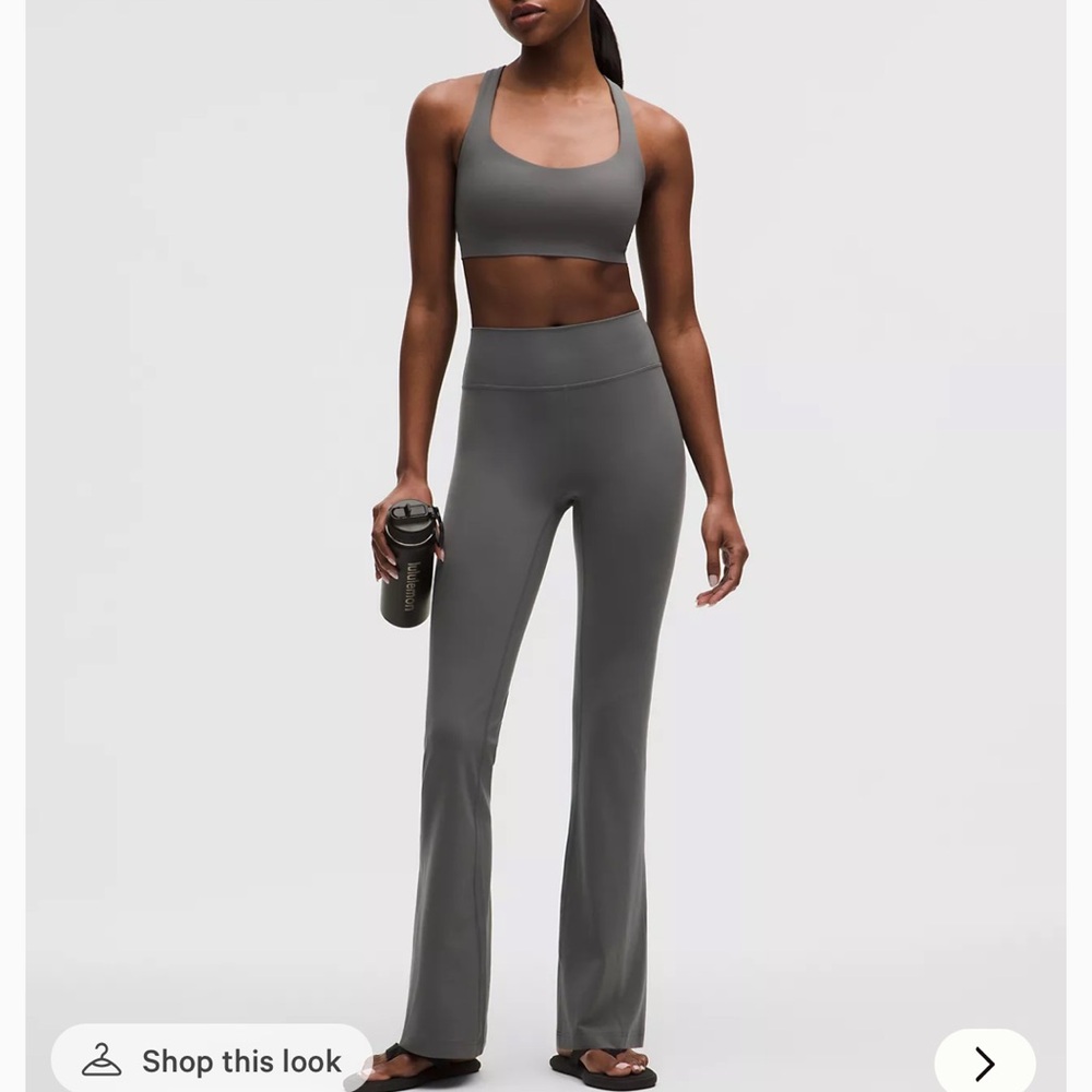 Lululemon Groove Nulu High-Rise Flared Pant Short NWT size 4 onxy grey